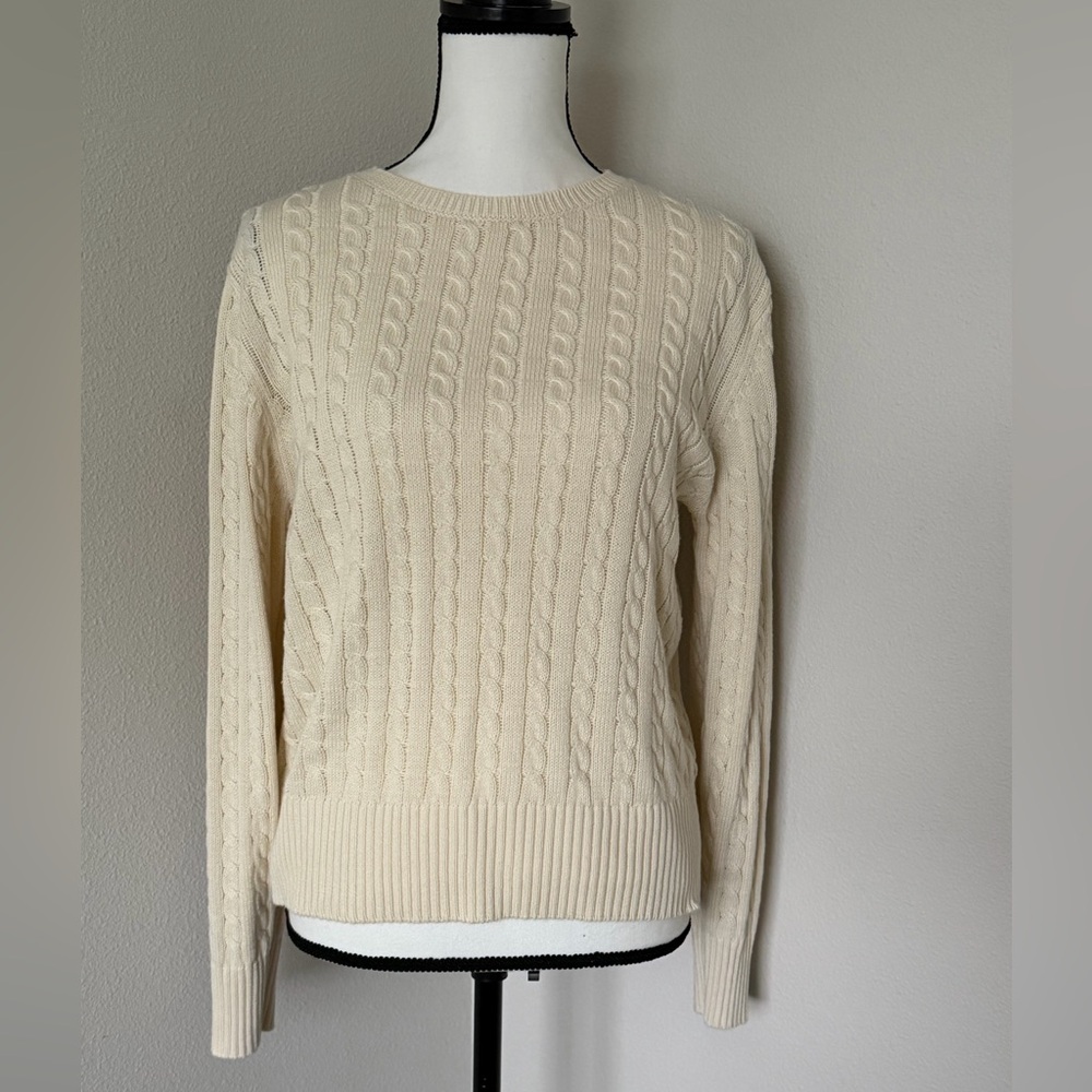 Lightweight Cream Cable Knit Sweater